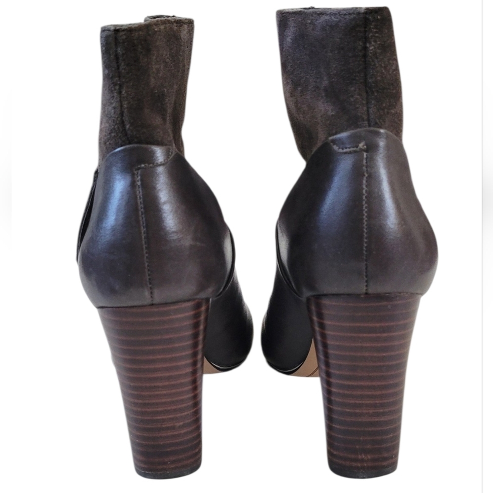 Elliott Lucca Dafne Ankle Booties Brown Leather & Suede, Block Heel, Women's 7.5 - Picture 7 of 12